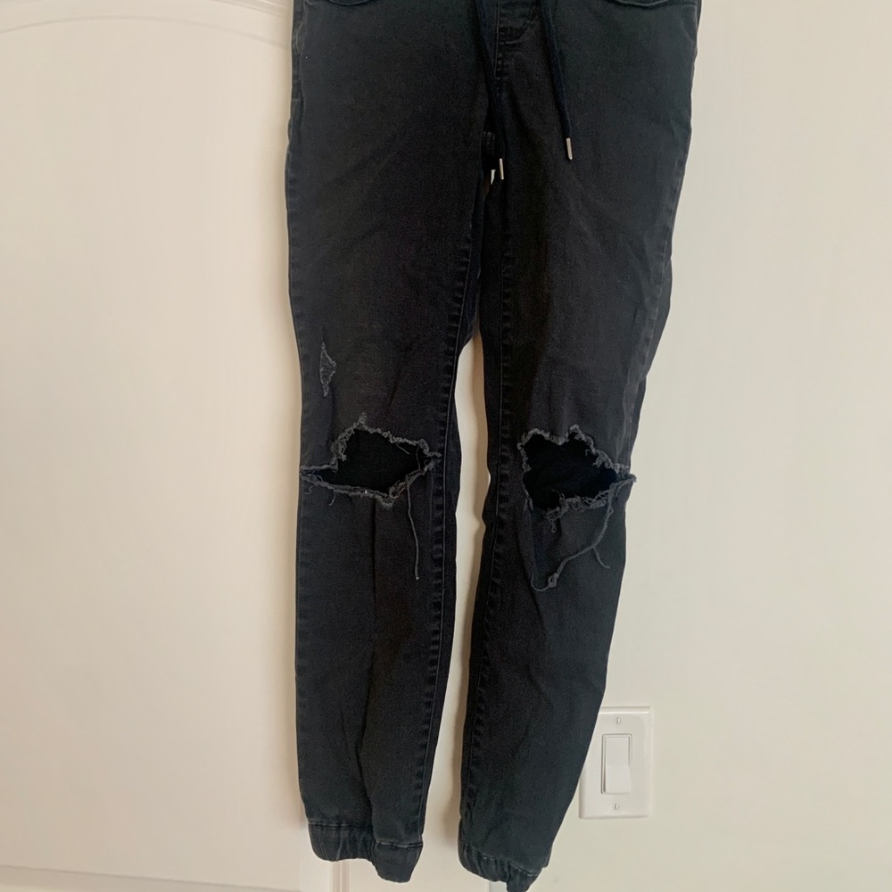 Distressed Black Chinos